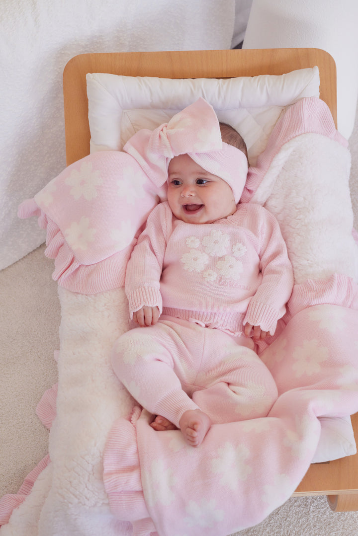 Knitted Sherpa Blanket - Petal