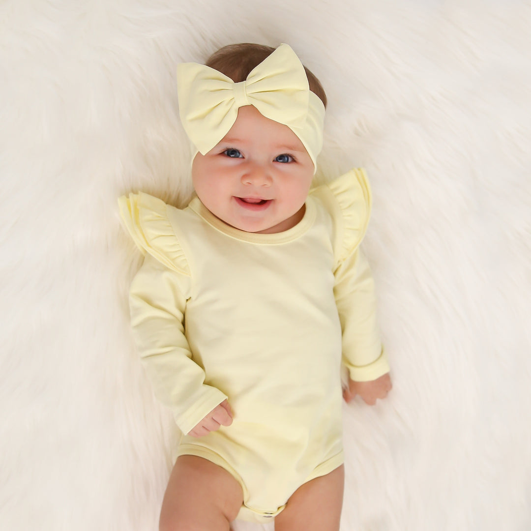 Long Sleeve Flutter - Lemon