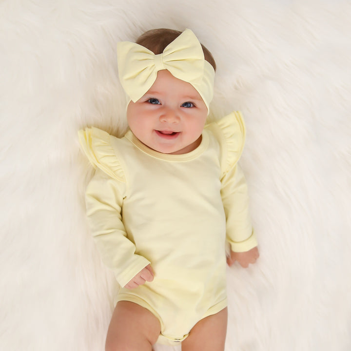 Long Sleeve Flutter - Lemon