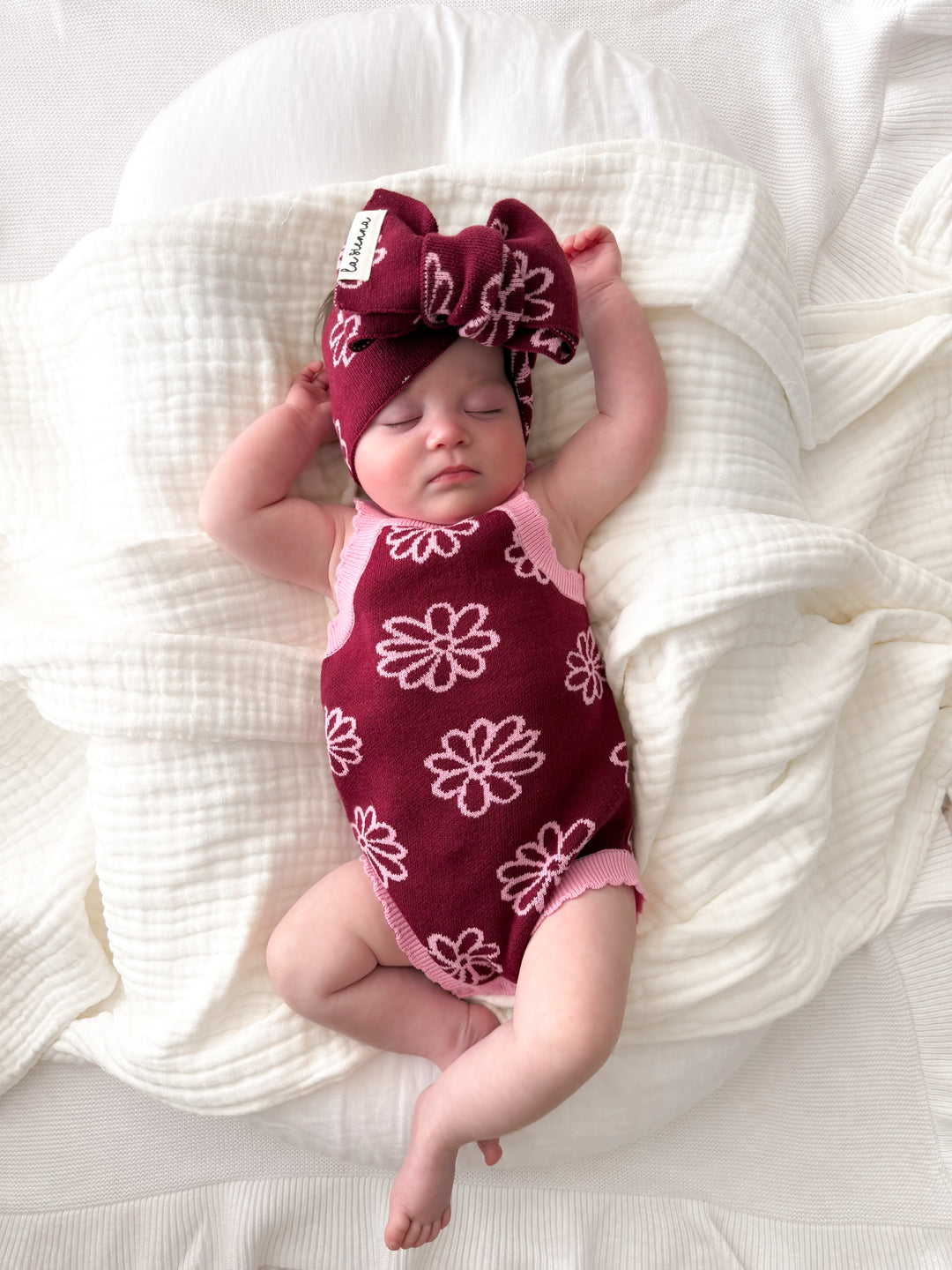 Classic Knitted Romper - Merlot Bloom
