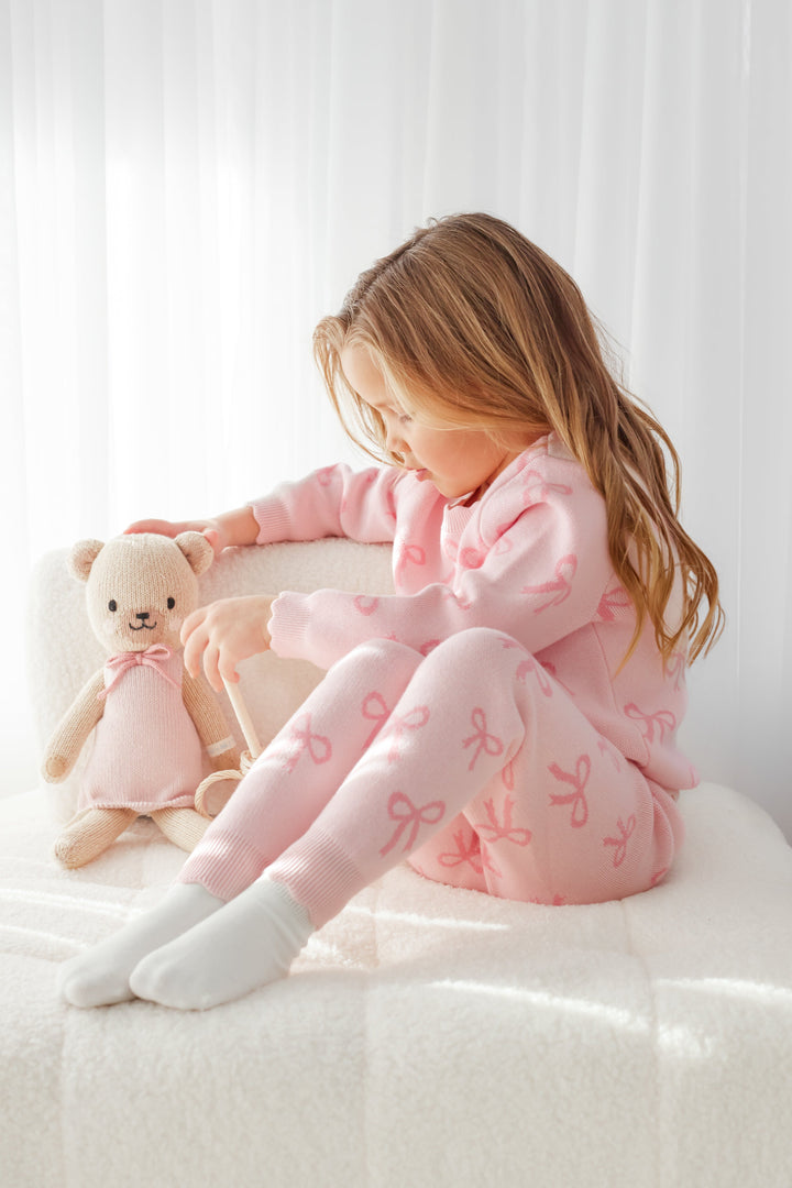 Knitted Pants - Pink Bows