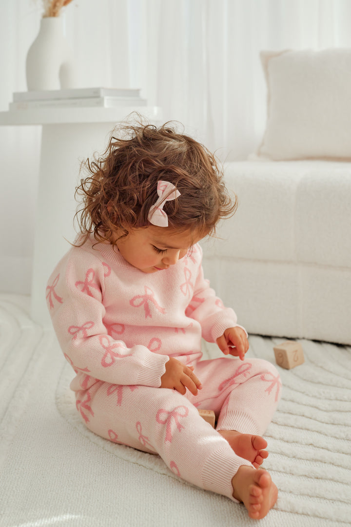 Knitted Pants - Pink Bows
