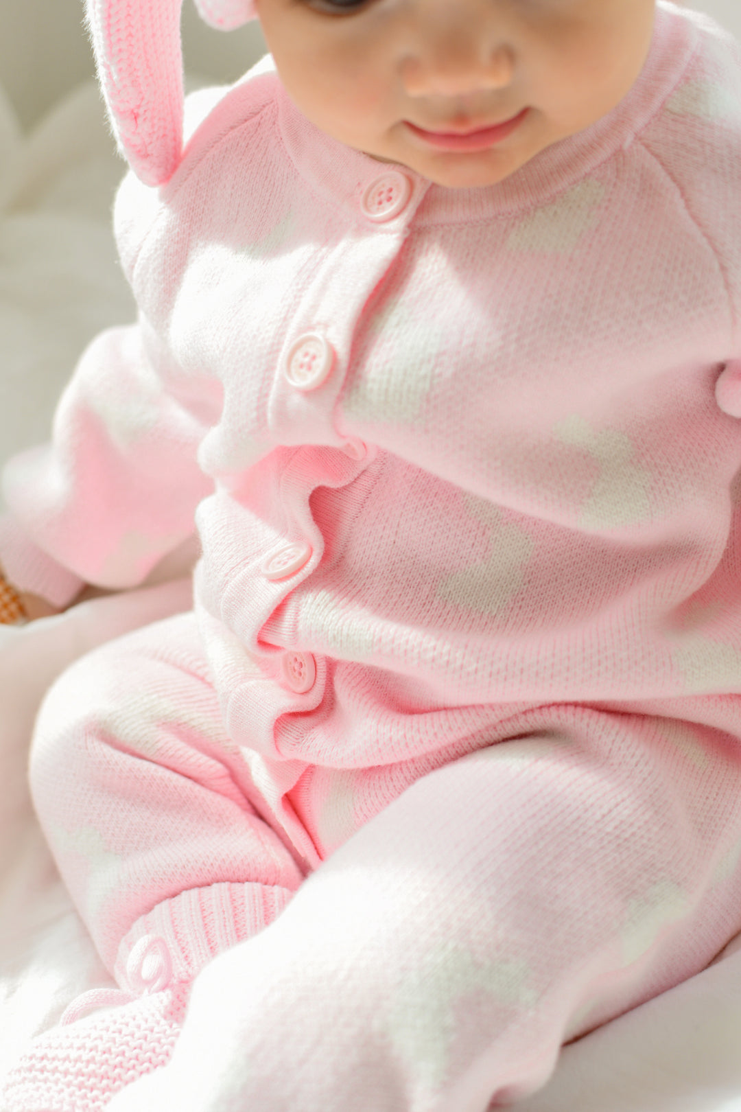 Knitted Louie Romper - Little Bunny Ballerina Pink