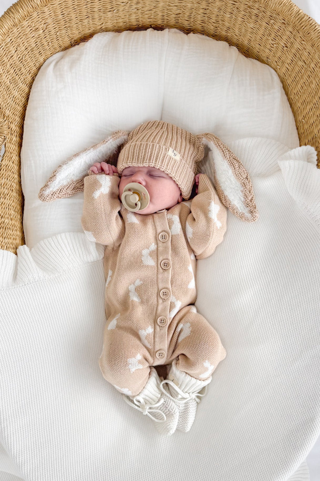 Knitted Louie Romper - Little Bunny Oat