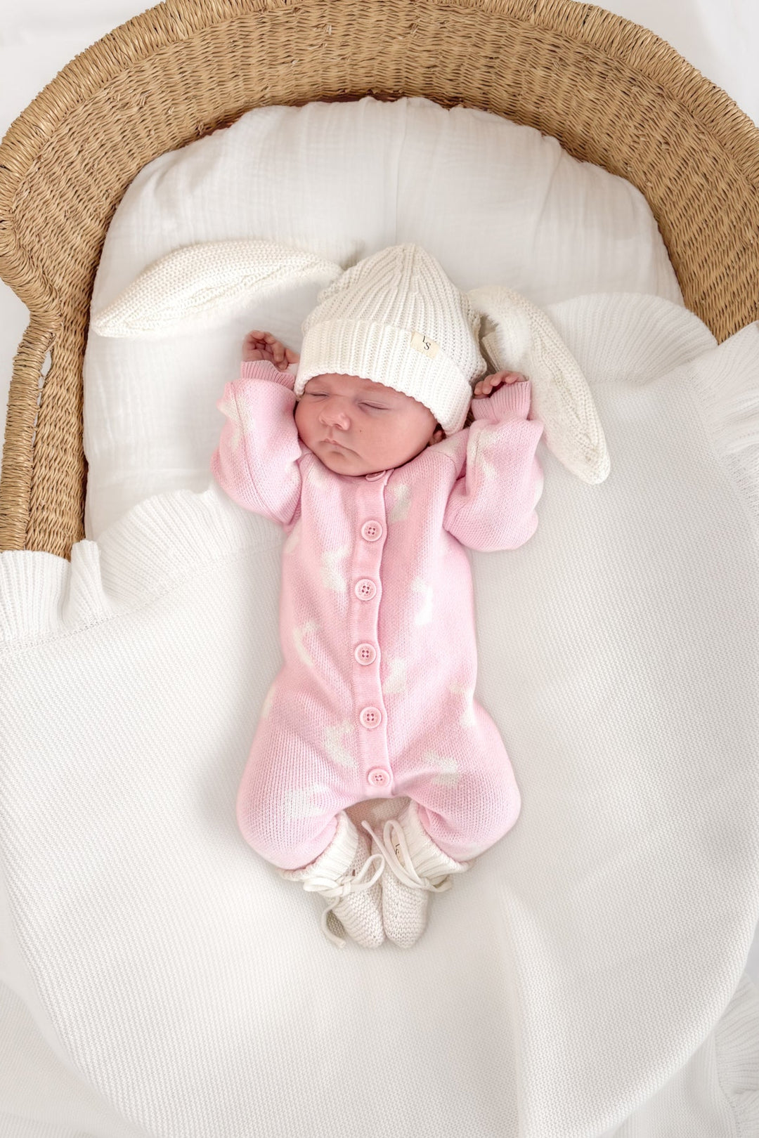 Knitted Louie Romper - Little Bunny Ballerina Pink