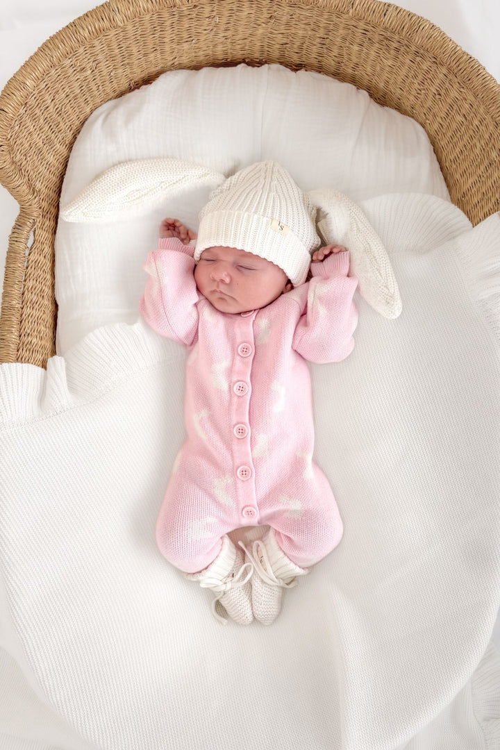 Knitted Louie Romper - Little Bunny Ballerina Pink