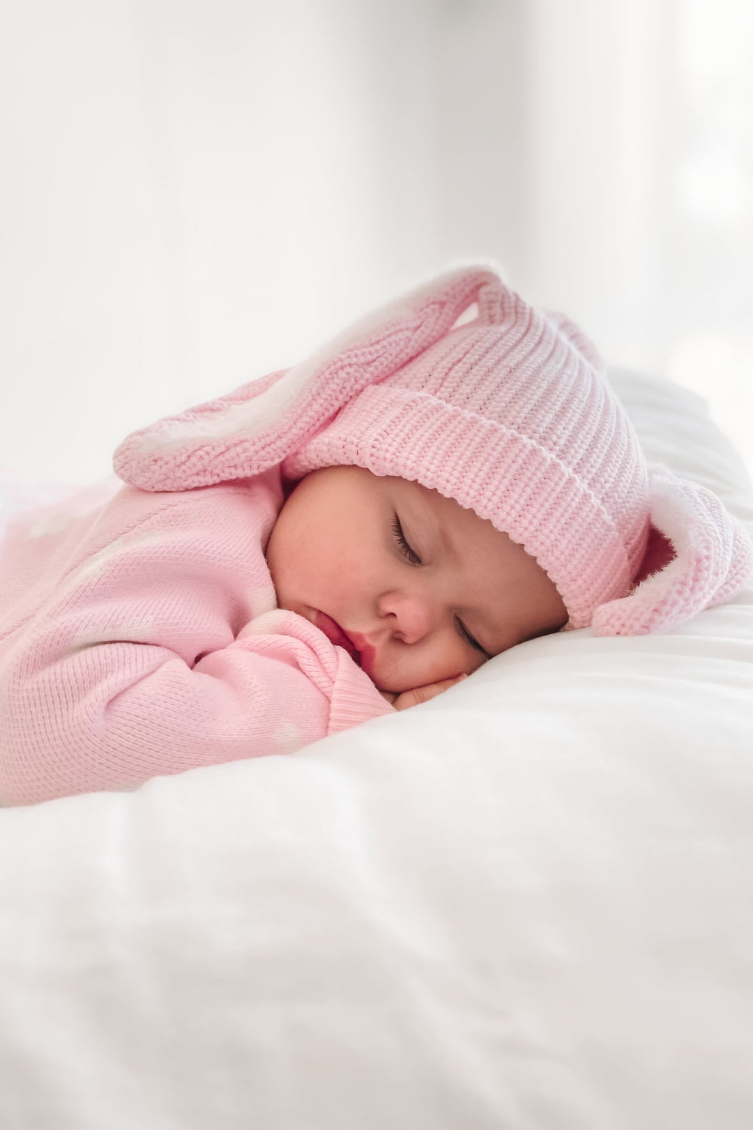 Bunny Chunky Knit Beanie - Ballerina Pink
