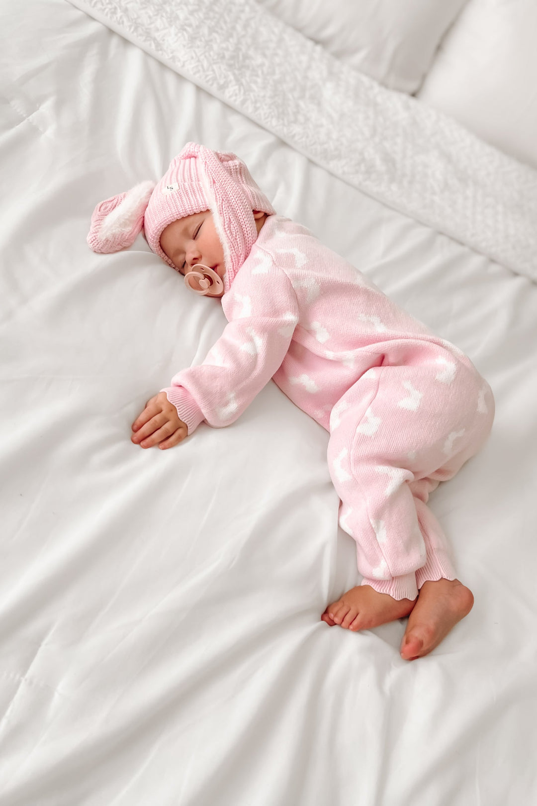 Knitted Louie Romper - Little Bunny Ballerina Pink