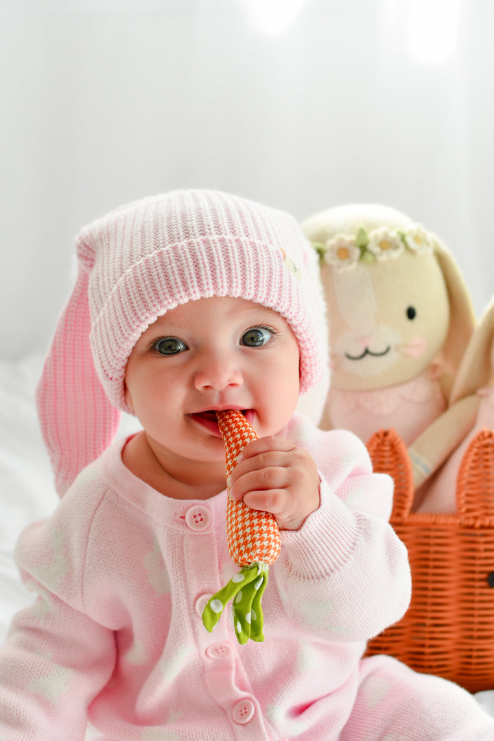 Bunny Chunky Knit Beanie - Ballerina Pink