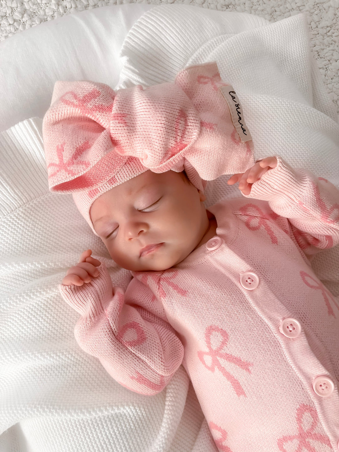 Knitted Headwrap - Pink Bows