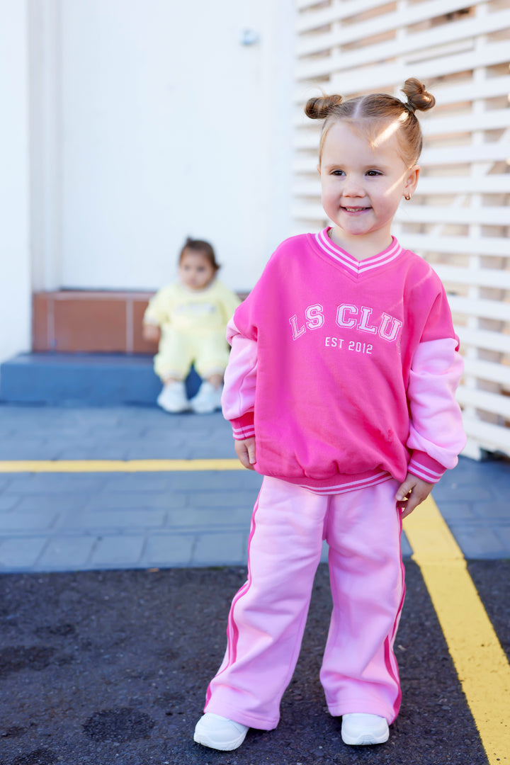 V Neck Logo Jumper - Pink