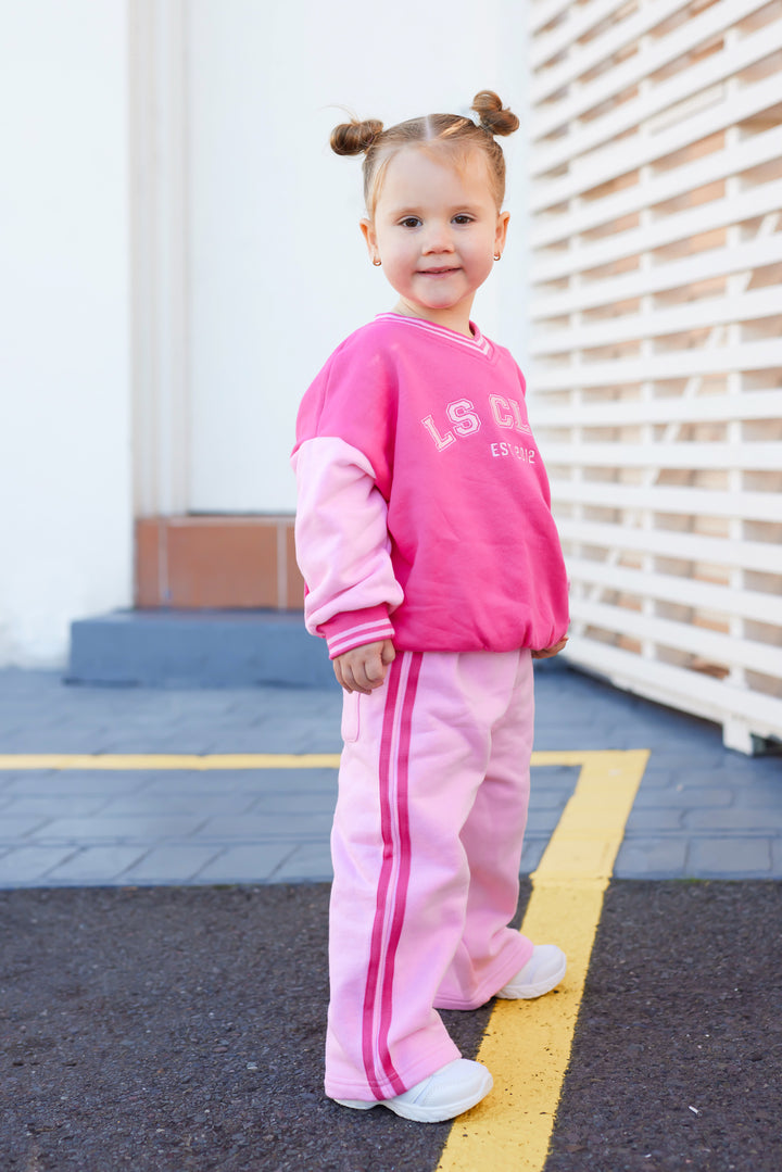 V Neck Logo Jumper - Pink