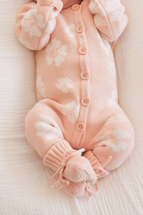 Knitted Booties - Peach