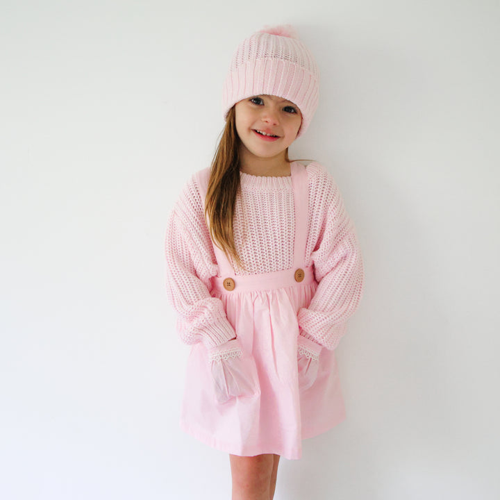 Girls pink knitted beanie