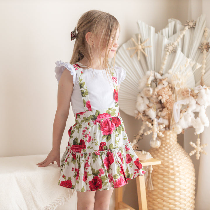 Ruffle Suspender Skirt - Ruby