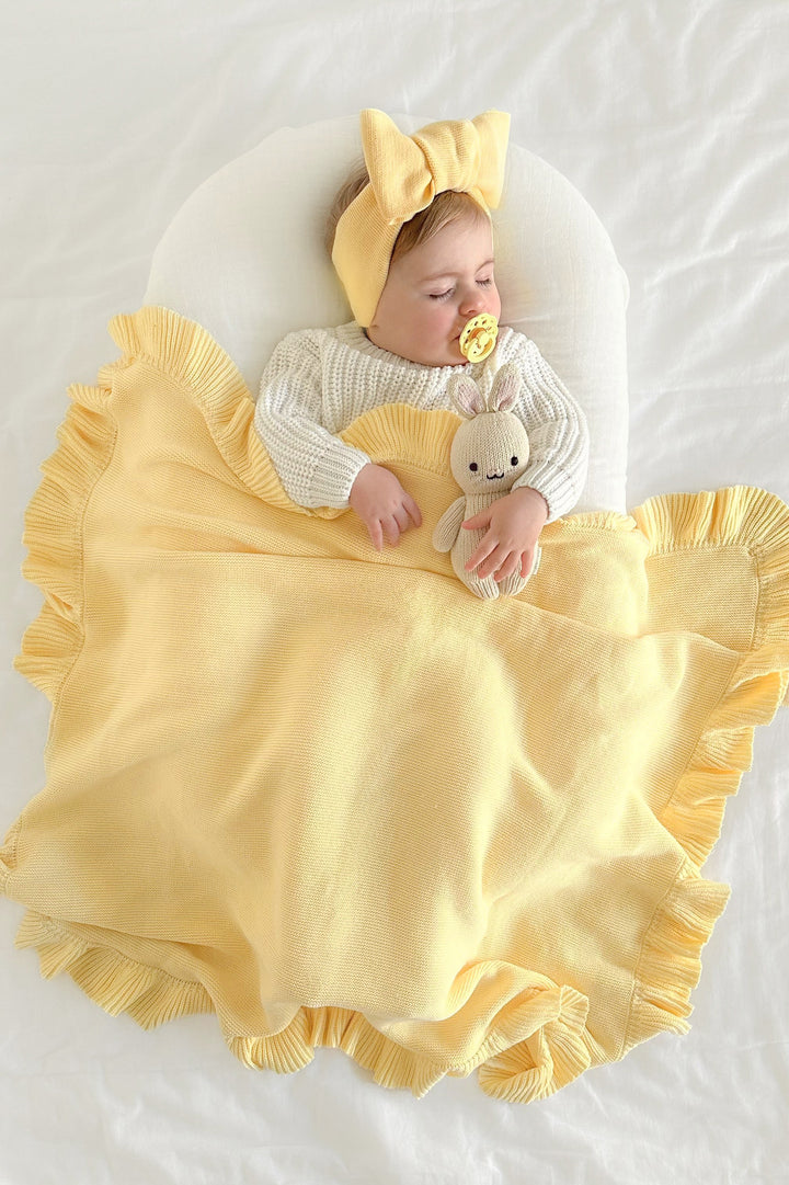 Ruffle Knitted Blanket - Mango