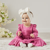 Muslin Ruffle Dress - Raspberry