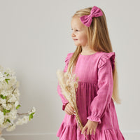 Muslin Ruffle Dress - Raspberry