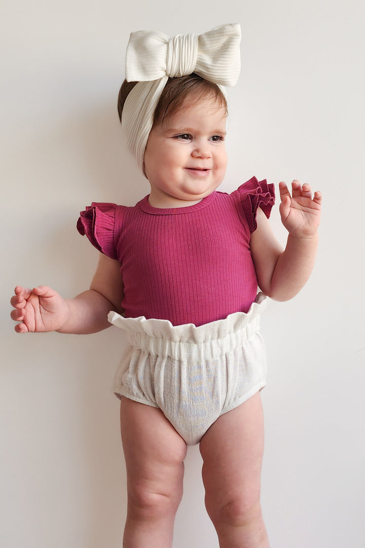 Cozy Short Sleeve Flutter - Raspberry