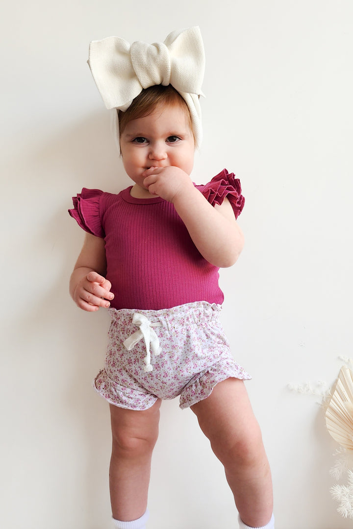 Cozy Short Sleeve Flutter - Raspberry