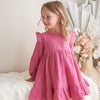 Muslin Ruffle Dress - Raspberry