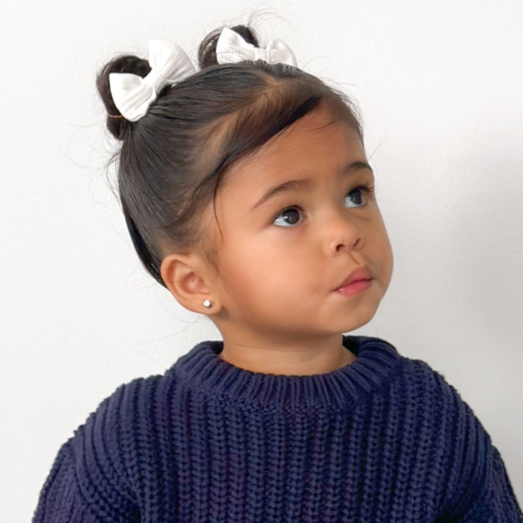 baby girls white mini bow clip