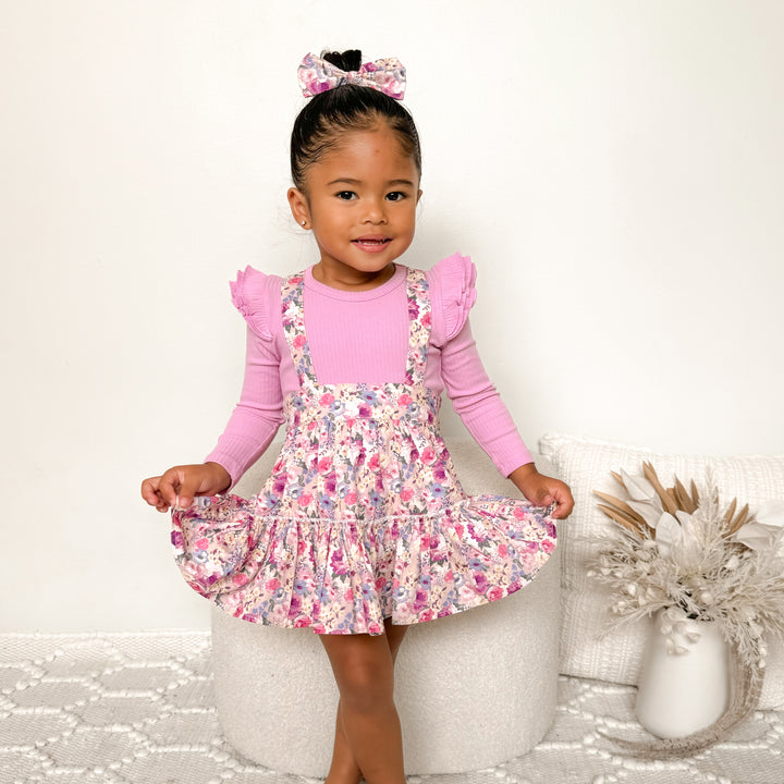 girls floral suspender skirt 
