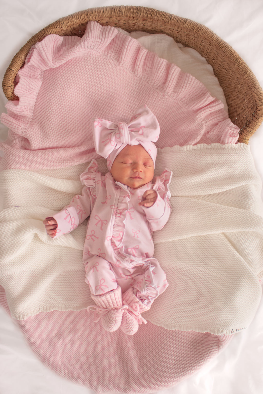 Frill Zip Romper - Pink Bows