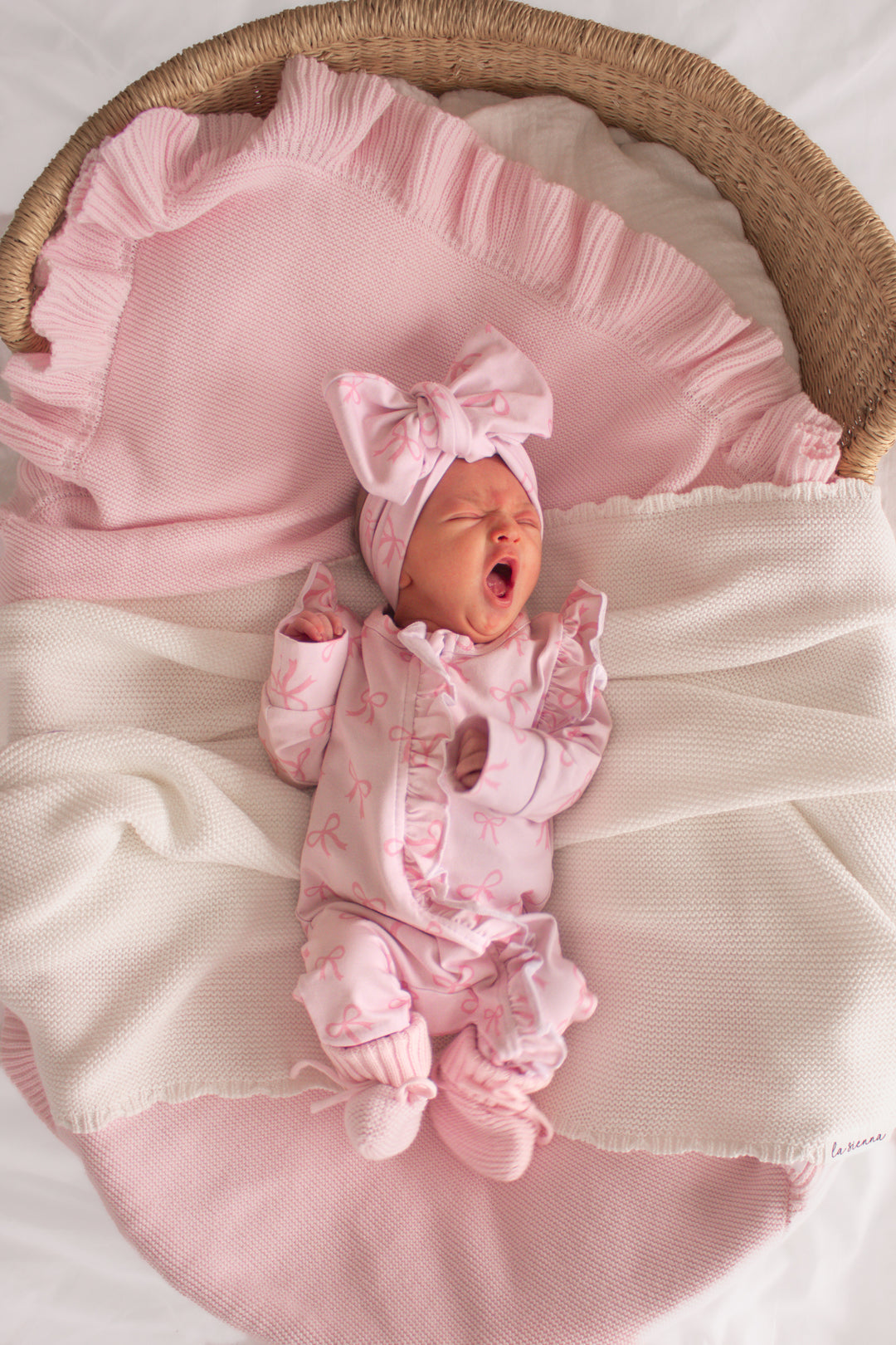 Frill Zip Romper - Pink Bows