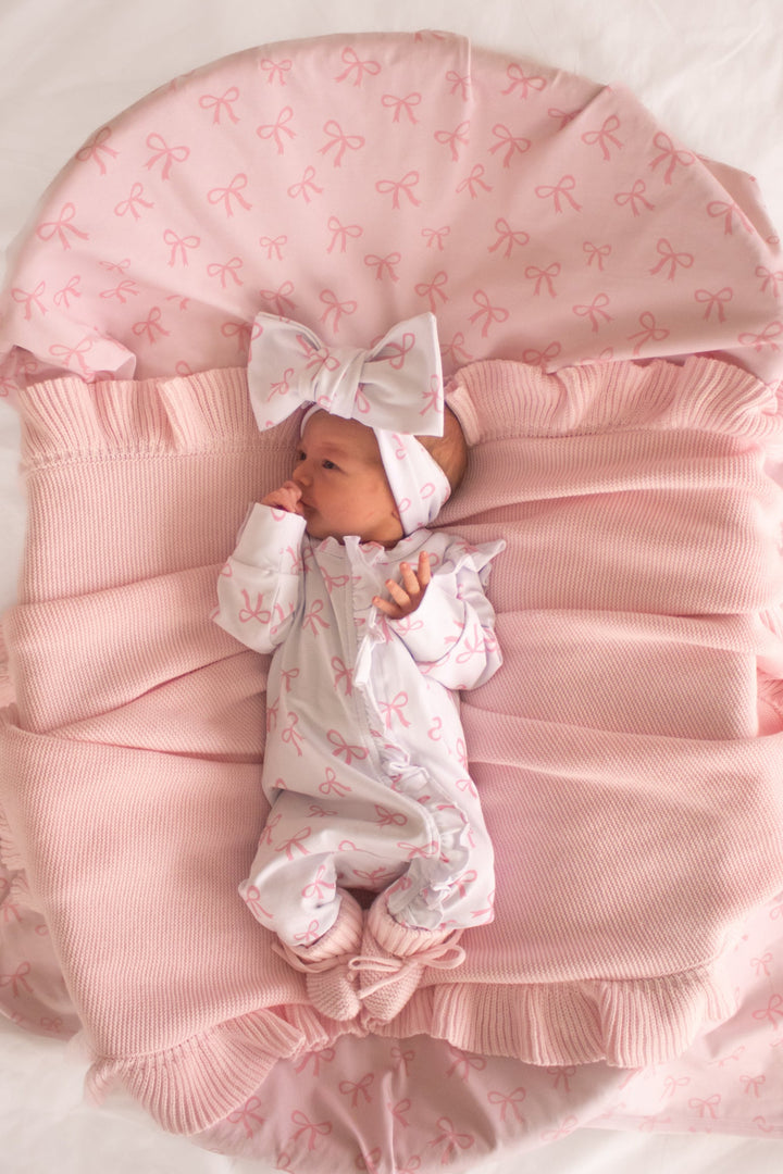 Frill Zip Romper - White Bows
