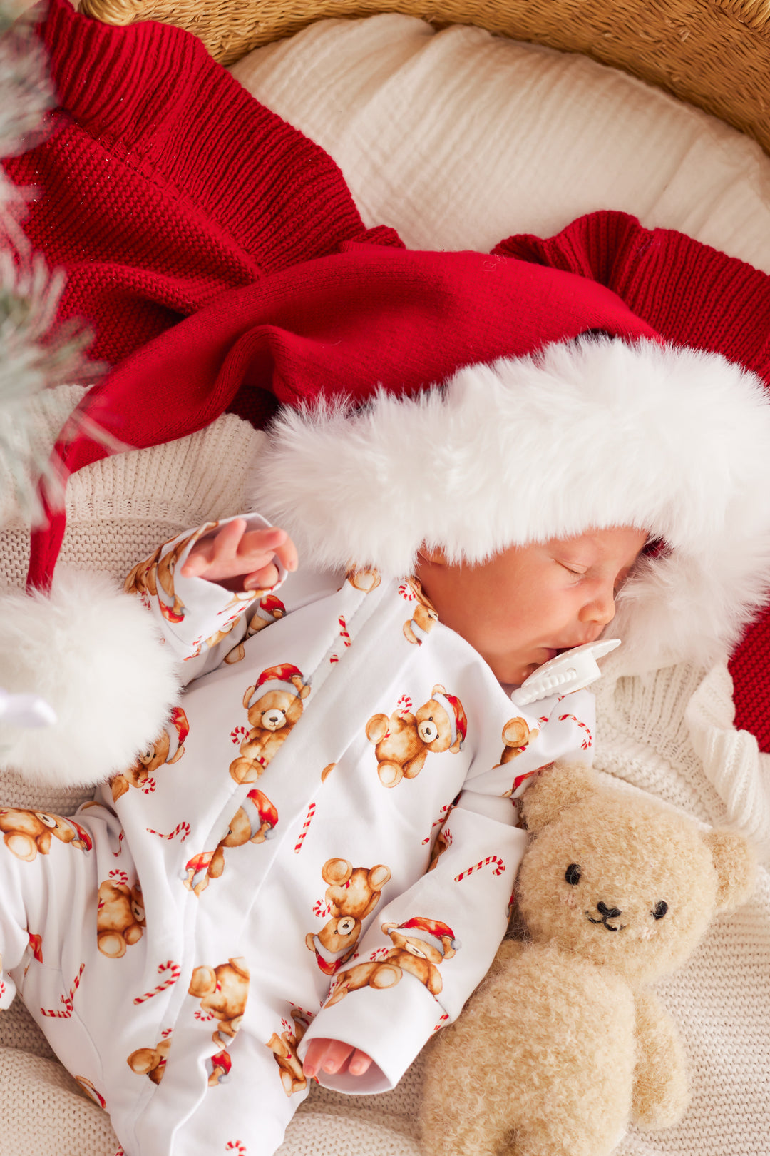 LS Zip Romper - Christmas Teddy