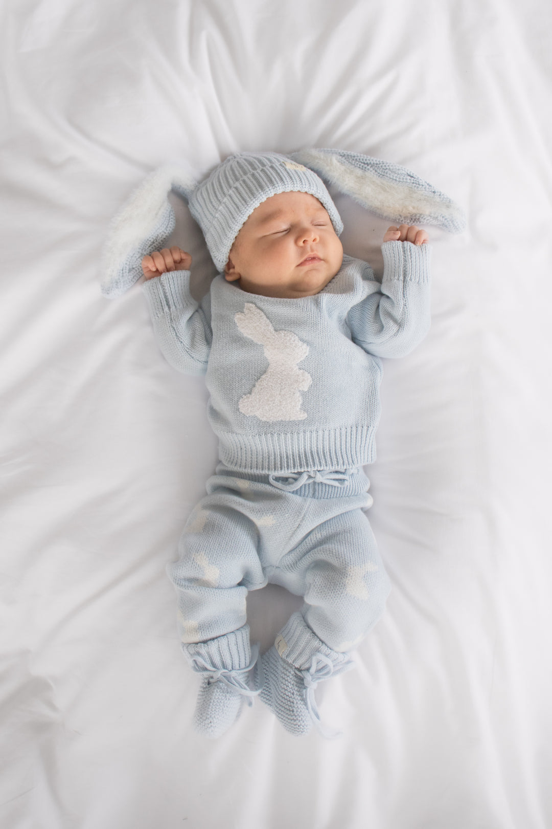 Bunny Chunky Knit Beanie - Sky Blue