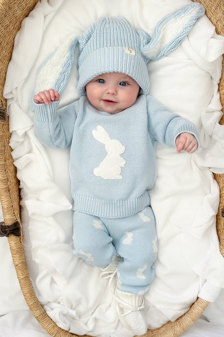 Bunny Chunky Knit Beanie - Sky Blue