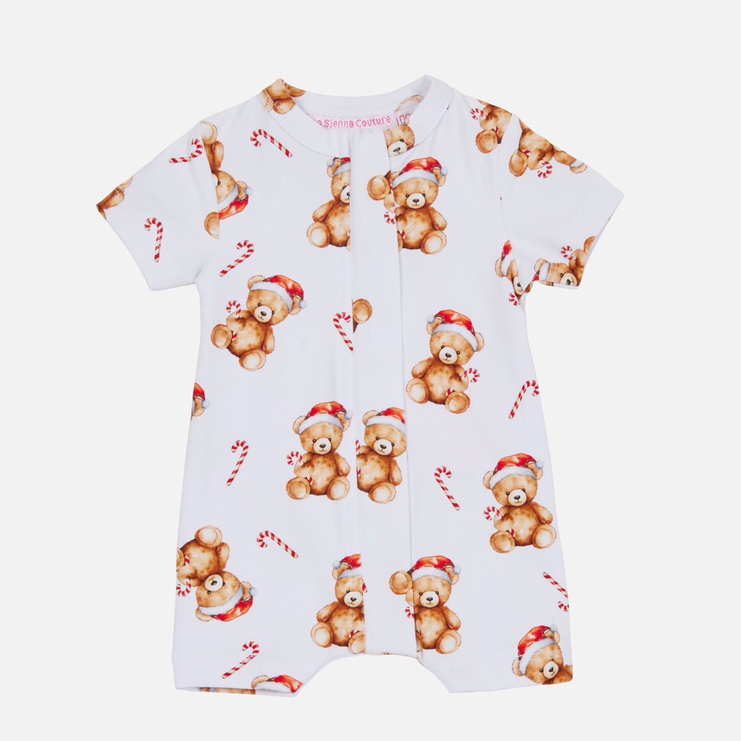 Summer Zip Romper - Christmas Teddy
