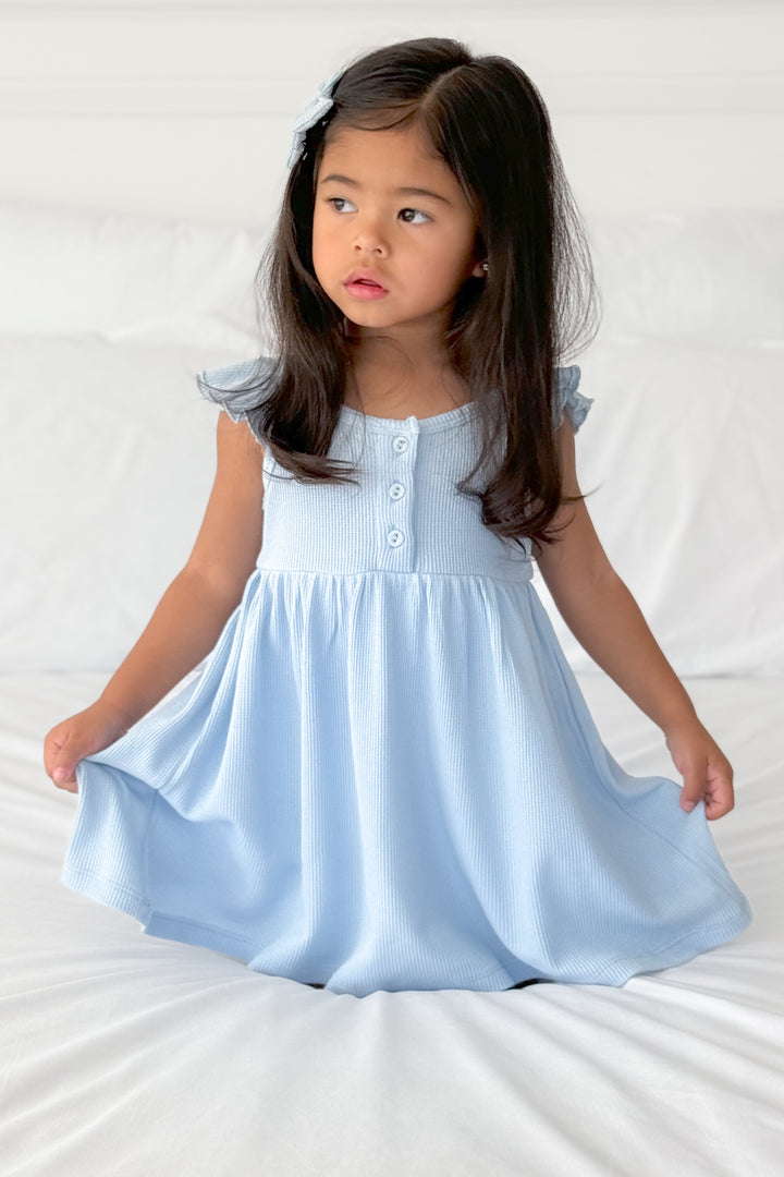 Summer Waffle Dress - Dove Blue