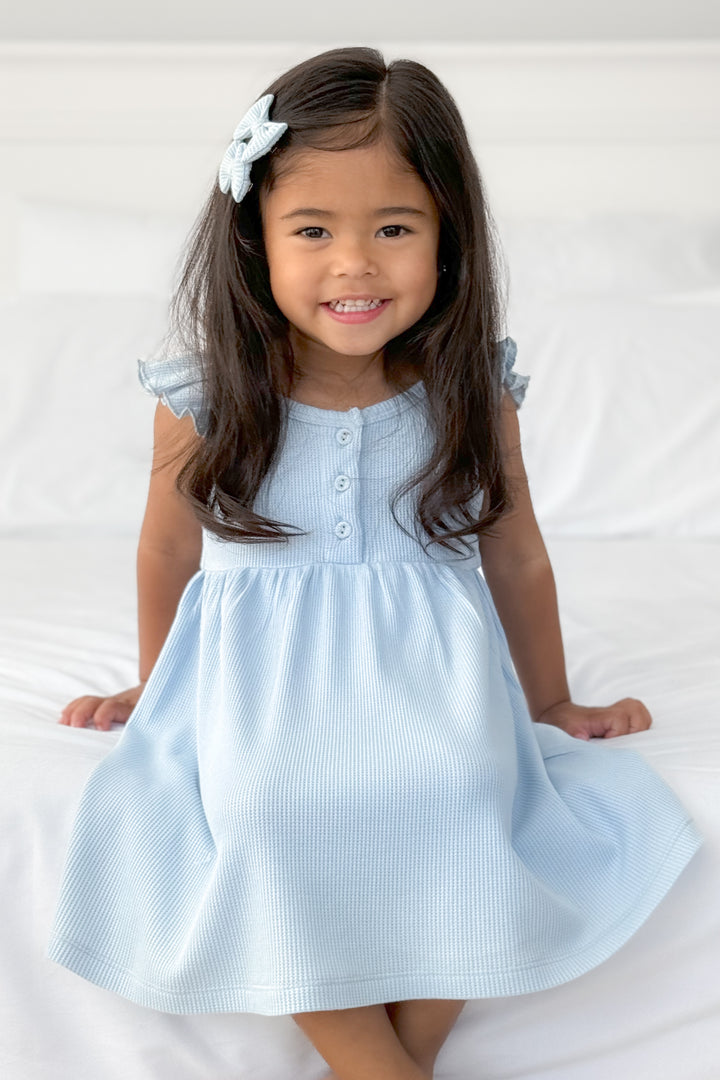 Summer Waffle Dress - Dove Blue