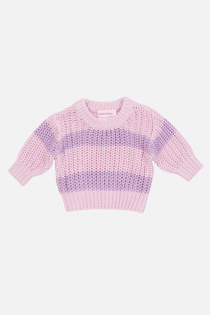 Super Chunky Knit - Lavender Stripe
