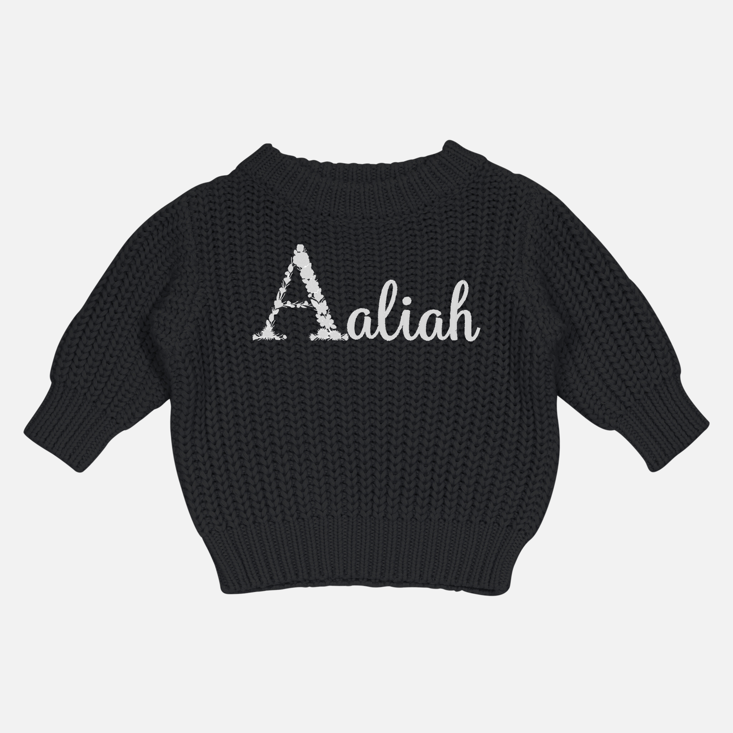 Embroidered Super Chunky Knit - Black