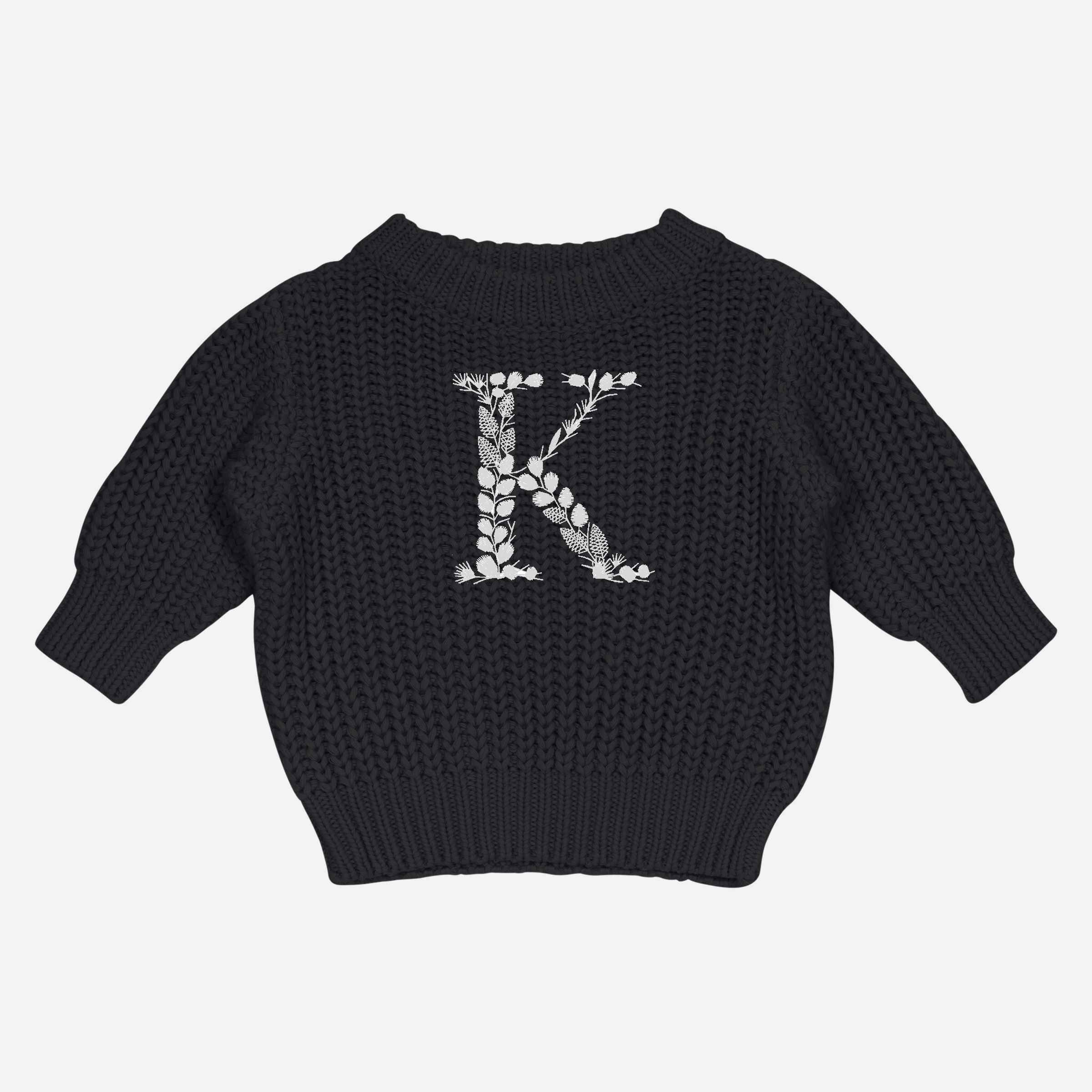 Embroidered Super Chunky Knit - Black