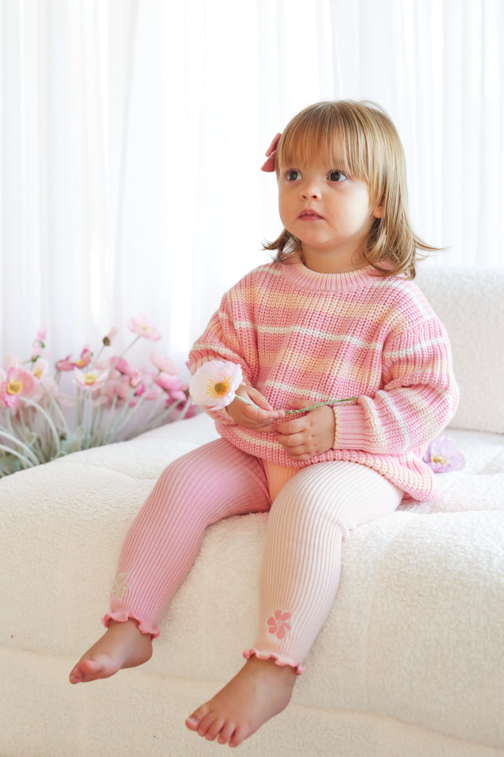 Chunky Knit - Ballet Pink Striped