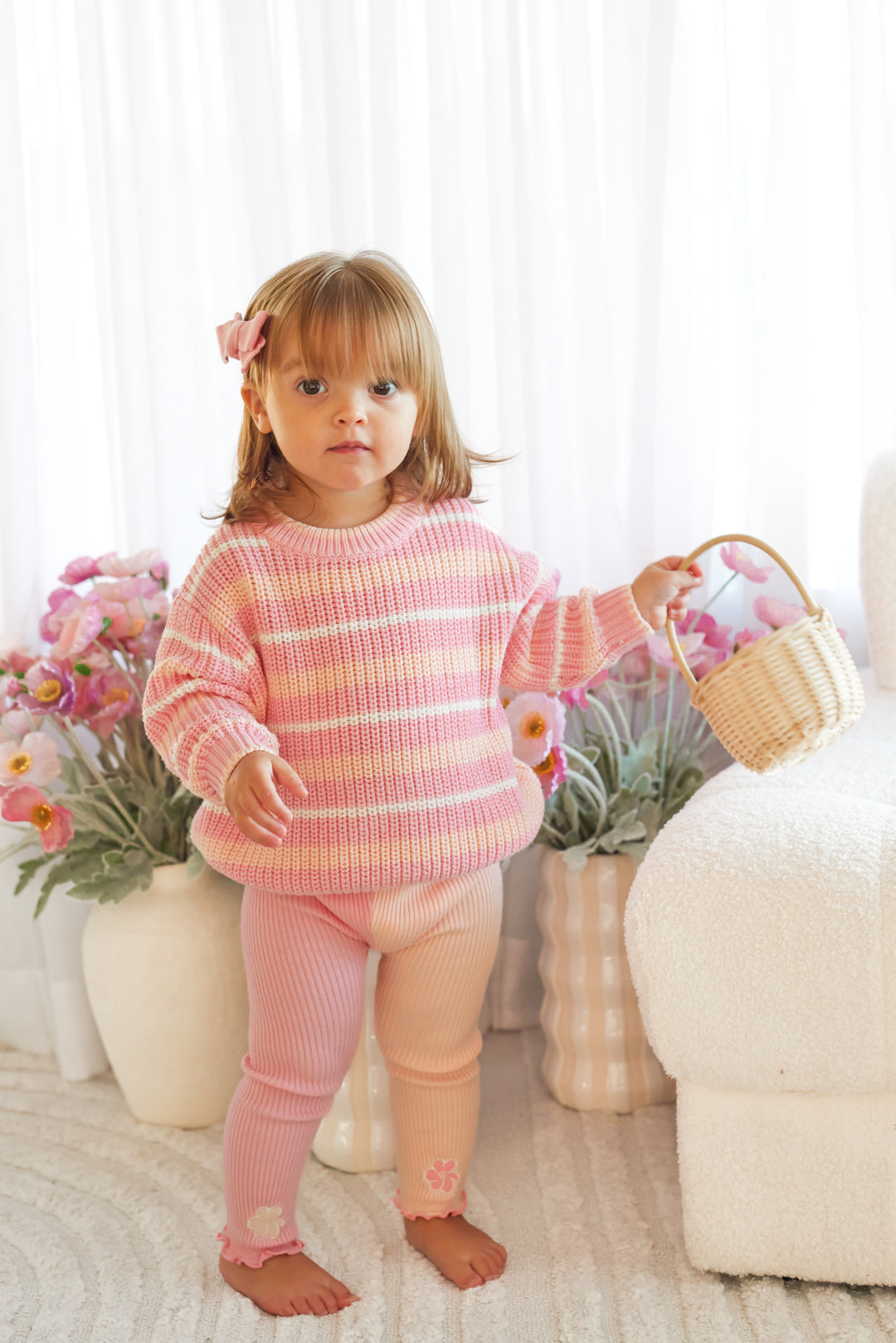 Knitted Leggings - Ballet Pink Two-tone