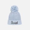 Embroidered Super Chunky Knit Beanie - Powder Blue