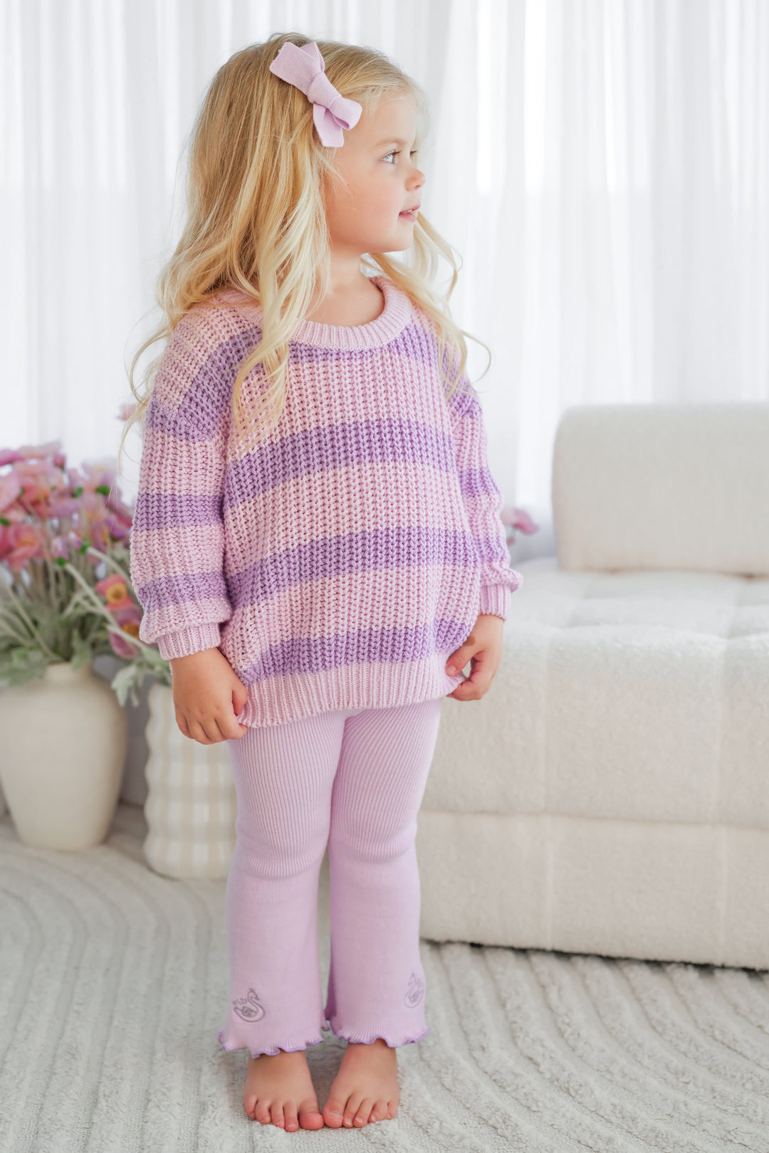 Super Chunky Knit - Lavender Stripe
