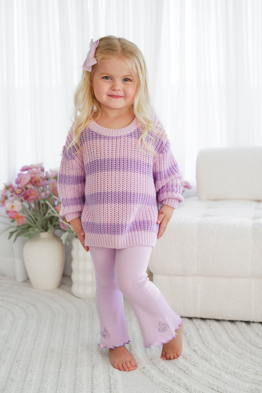Super Chunky Knit - Lavender Stripe