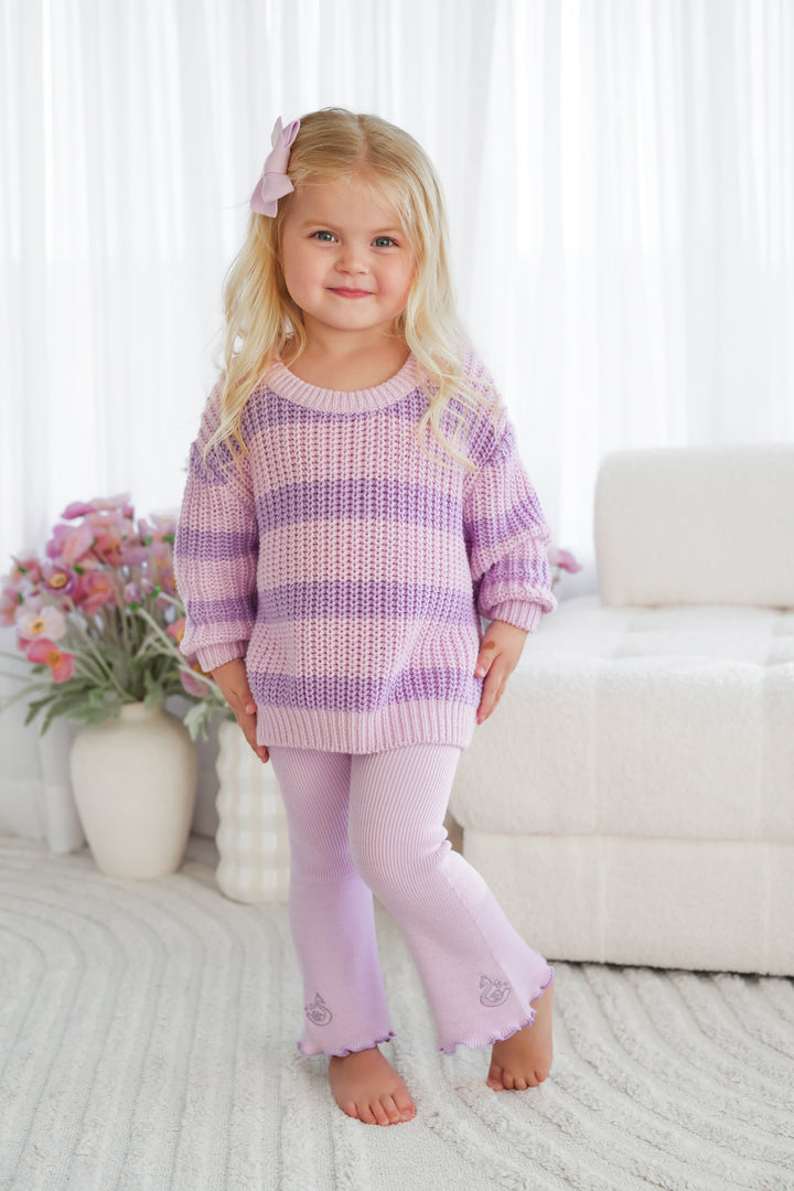 Super Chunky Knit - Lavender Stripe