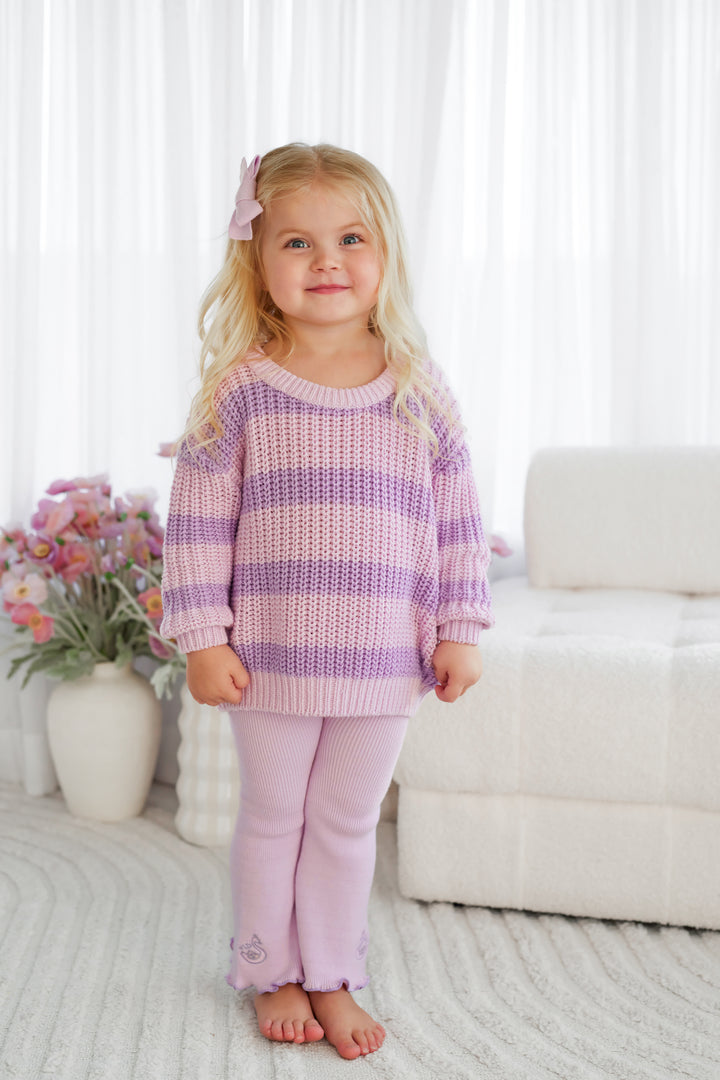 Super Chunky Knit - Lavender Stripe