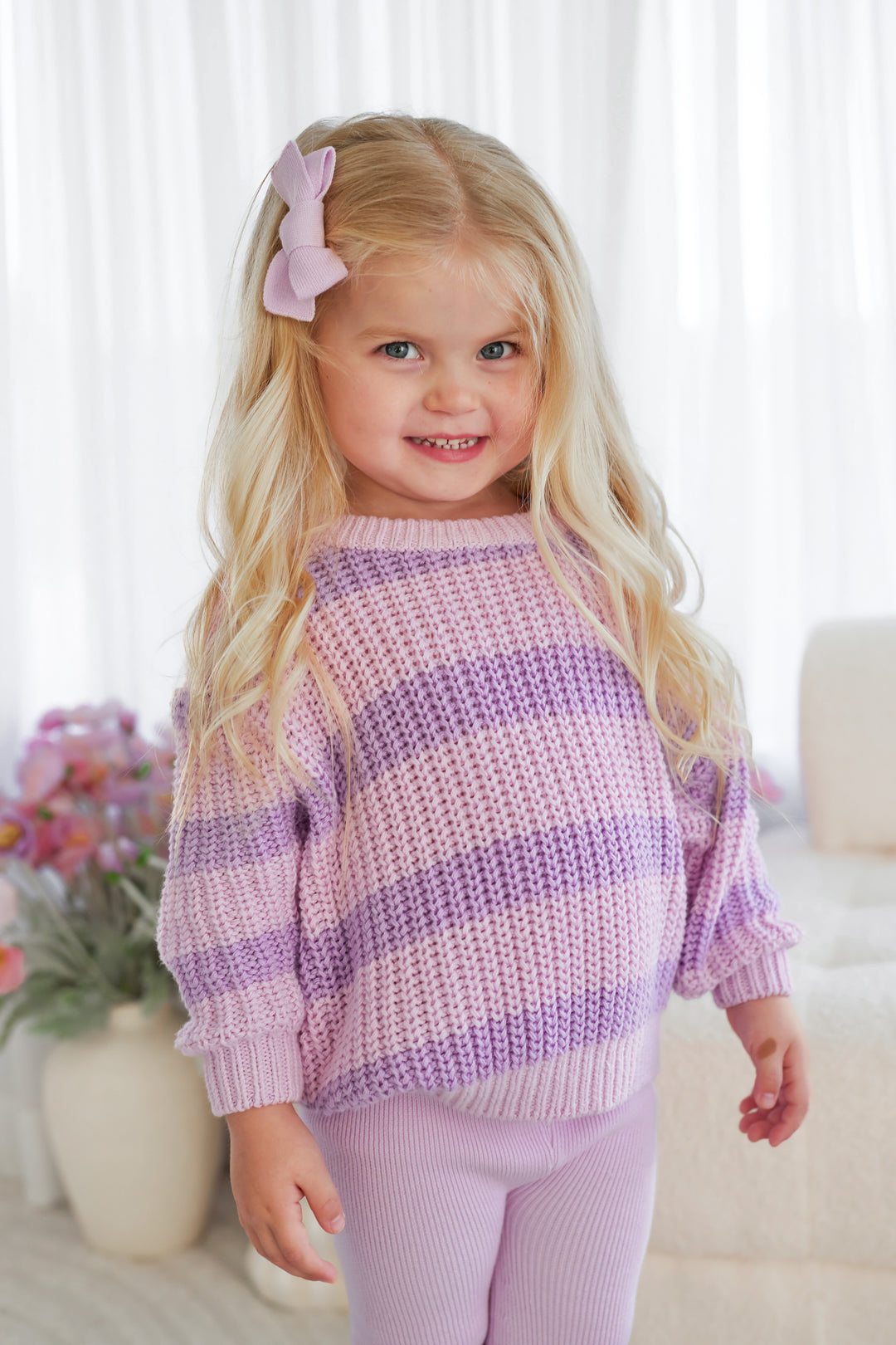 Super Chunky Knit - Lavender Stripe