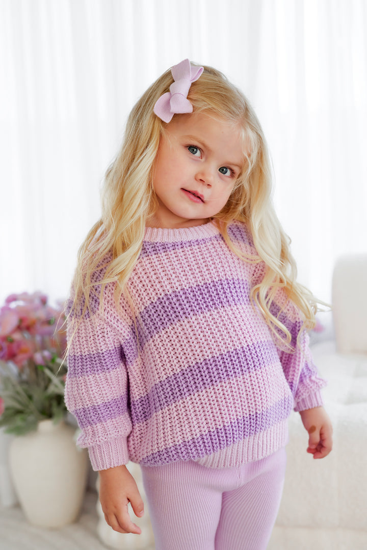 Super Chunky Knit - Lavender Stripe