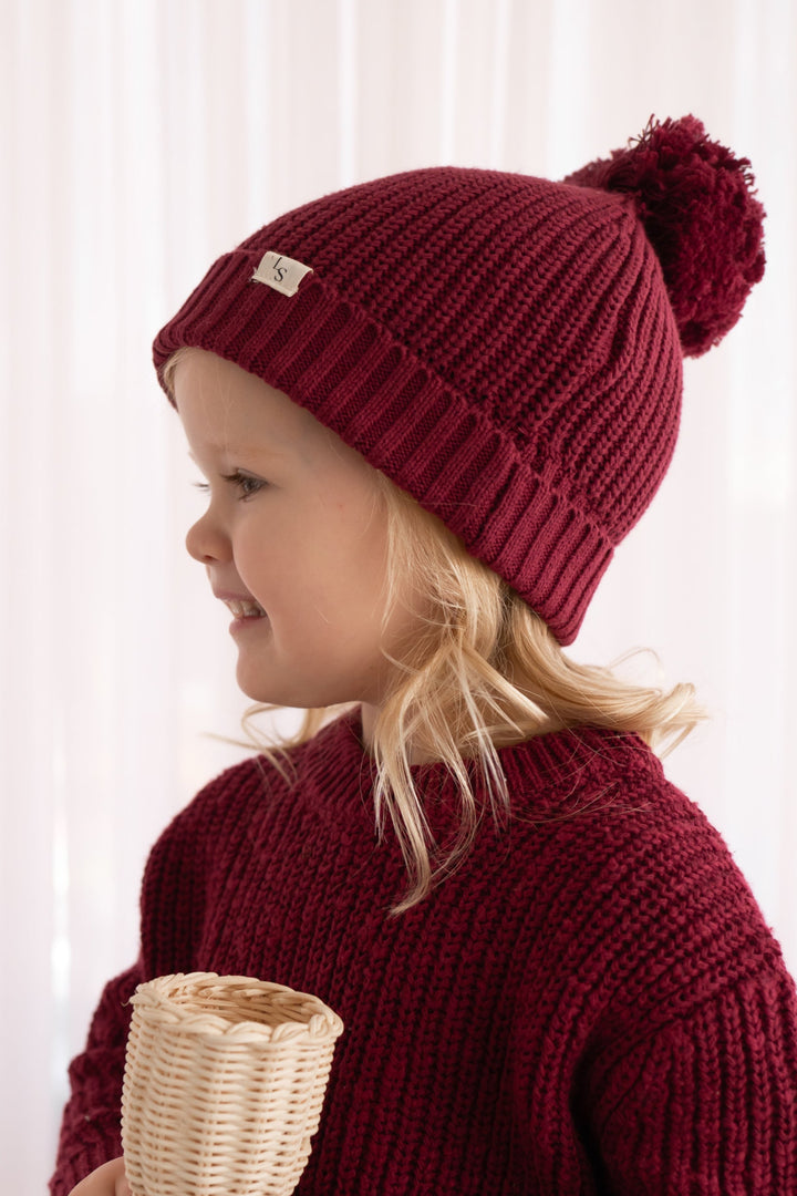 Chunky Knit Beanie - Merlot