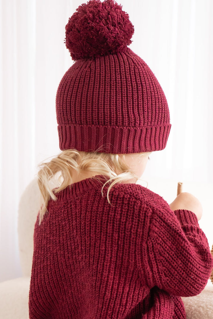 Chunky Knit Beanie - Merlot
